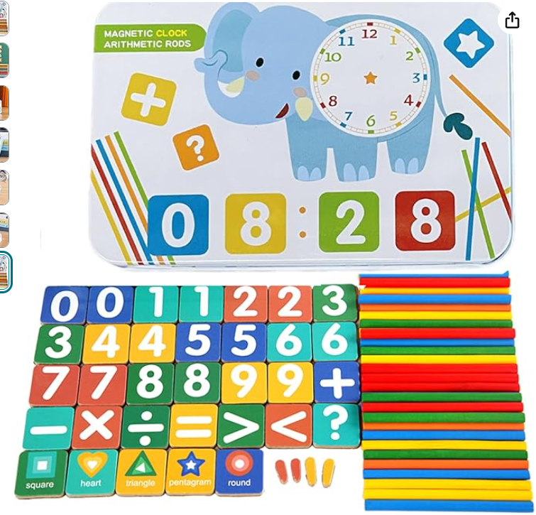 Kit de matemáticas Montessori con palitos de conteo